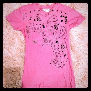 ⬇️Small Womens Cute Pink Bandana Buckle Shirt